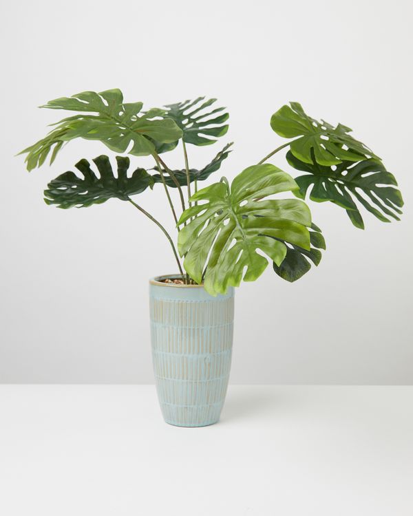 Carolyn Donnelly Eclectic Faux Monstera Plant In Pot