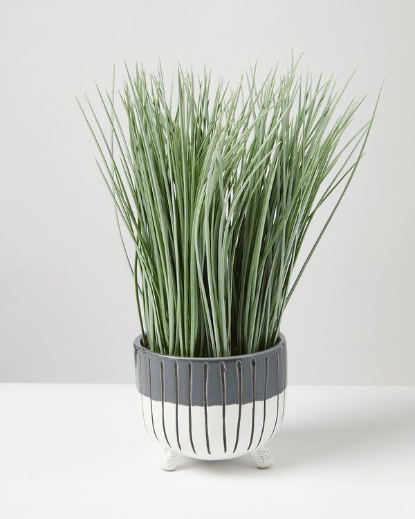 Carolyn Donnelly Eclectic Artificial Grass Plant In Footed Pot