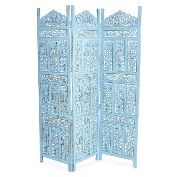 Carolyn Donnelly Eclectic Carved Three Panel Screen