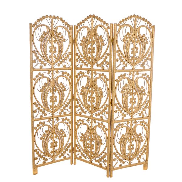 Carolyn Donnelly Eclectic Java Rattan Three Panel Screen