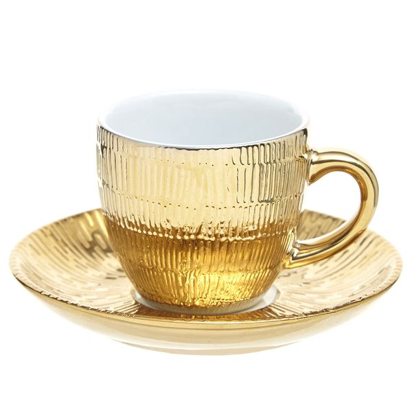 Carolyn Donnelly Eclectic Gold Espresso Cup And Saucer
