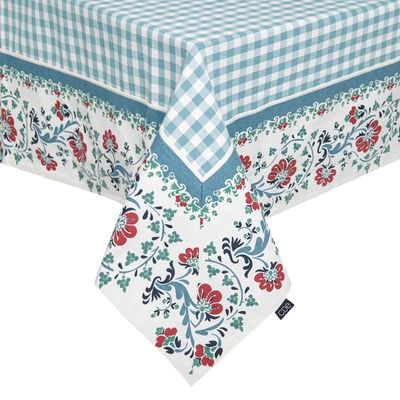 Carolyn Donnelly Eclectic Gingham Floral Tablecloth thumbnail