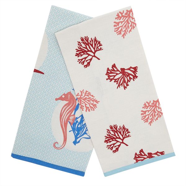 Carolyn Donnelly Eclectic Coral Tea Towel - Pack Of 2