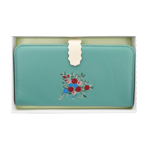 Carolyn Donnelly Eclectic Leather Embroidered Travel Wallet