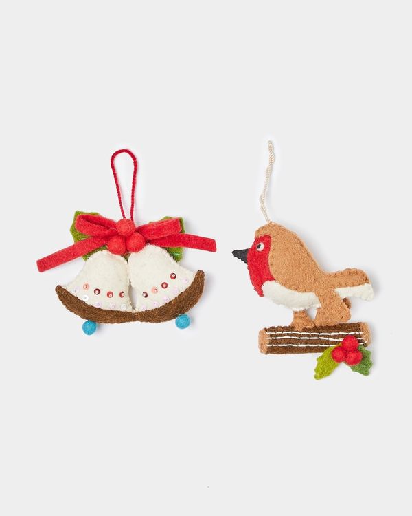 Carolyn Donnelly Eclectic Felt Decoration In Bag - Pack Of 2