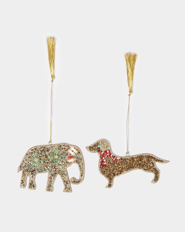 Carolyn Donnelly Eclectic Beaded Animal Decoration - pack of 2