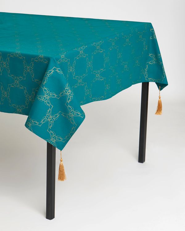Carolyn Donnelly Eclectic Printed Tablecloth With Tassels