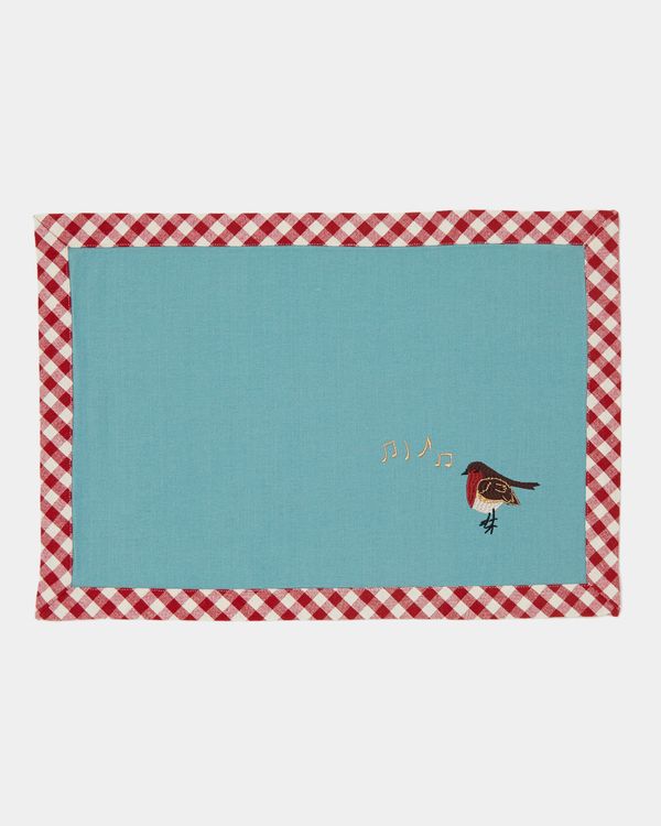 Carolyn Donnelly Eclectic Embroidered Robin Placemat