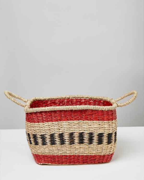 Dunnes Stores | Red Carolyn Donnelly Eclectic Seagrass Rectangle Basket