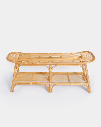 Carolyn Donnelly Eclectic Rattan Bench With Shelves thumbnail