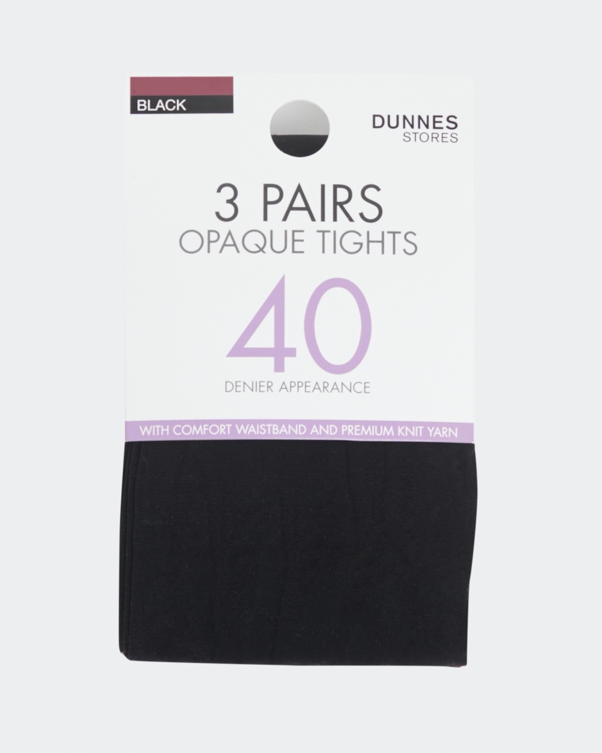 Dunnes Stores  Black 40 Denier Opaque Tights - Pack Of 3
