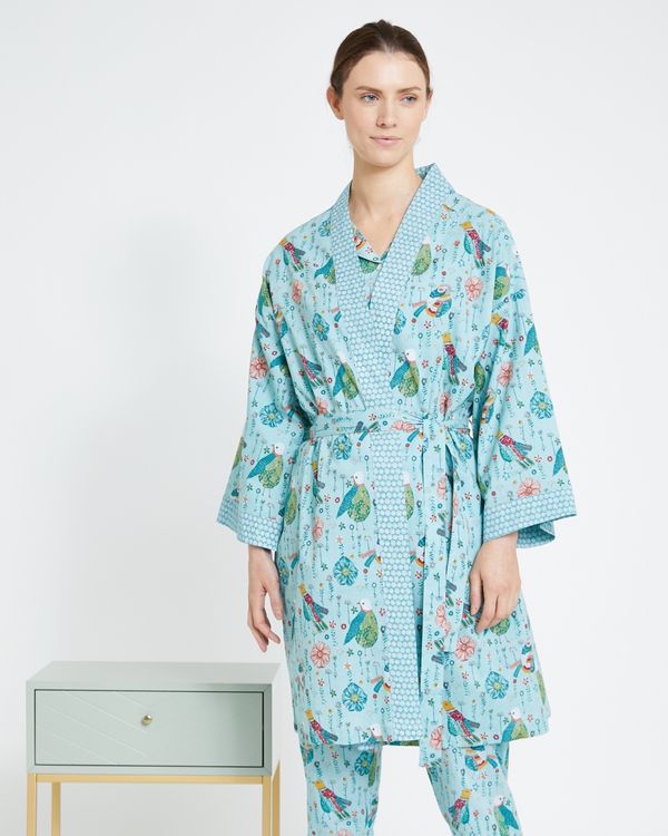 Carolyn Donnelly Eclectic Bird Printed Cotton Kimono
