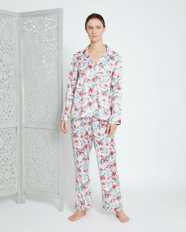 Carolyn Donnelly Eclectic Blossom Hammered Satin Pyjama Set