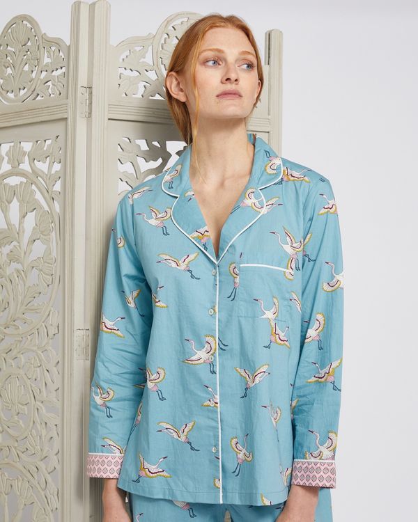 Dunnes Stores | Blue Carolyn Donnelly Eclectic Crane Pyjama Top
