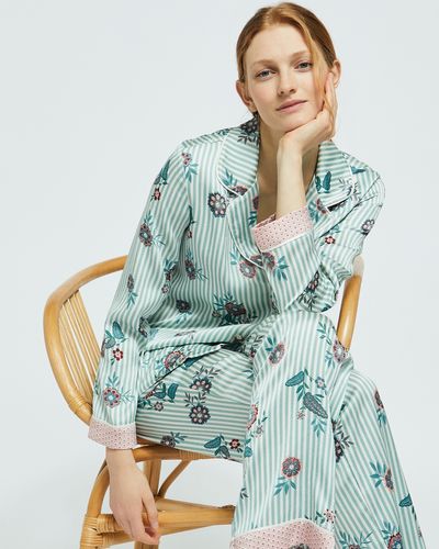 Carolyn Donnelly Eclectic Textured Satin Stripe Pyjama Set thumbnail