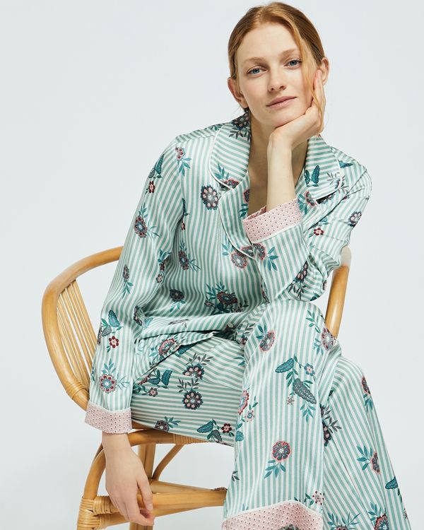 Carolyn Donnelly Eclectic Textured Satin Stripe Pyjama Set