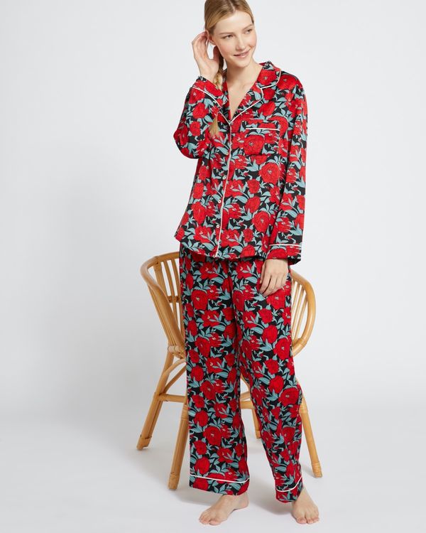 Dunnes Stores | Red Carolyn Donnelly Eclectic Red Peony Boxed Pyjama Set