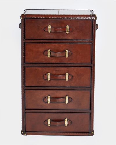 Paul Costelloe Living Leather 5 Drawer Table thumbnail