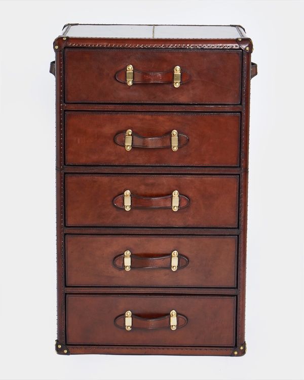 Paul Costelloe Living Leather 5 Drawer Table