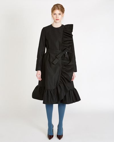 Peter O'Brien Belted Coat With Ruffle Trim thumbnail