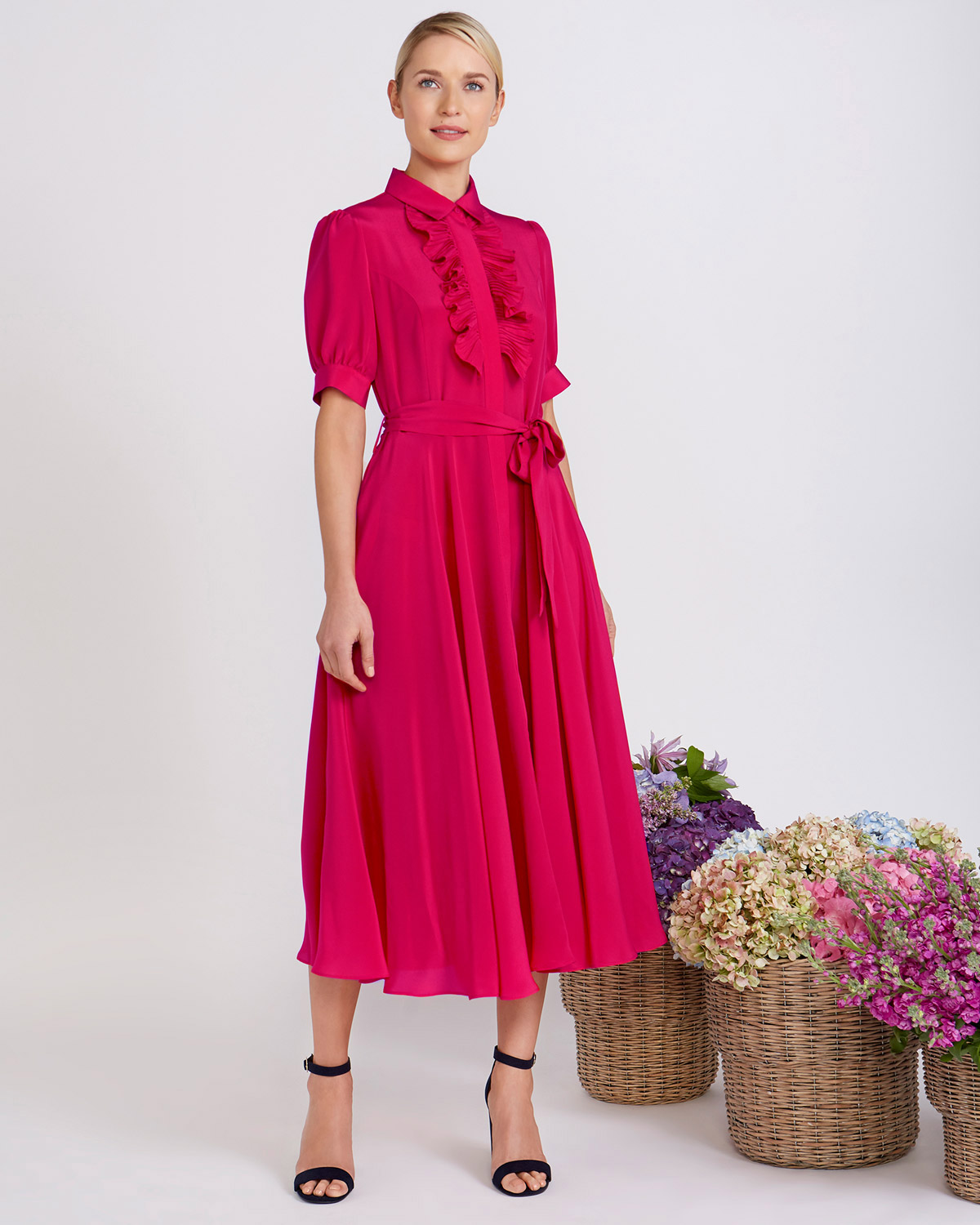 Dunnes Stores | Raspberry Peter O'Brien Silk Shirt Dress