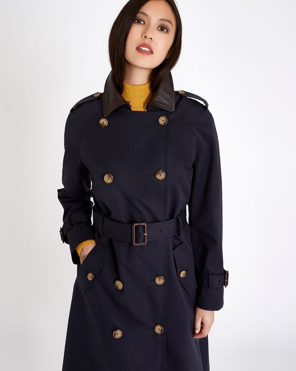 Michael Mortell Leather Collar Trench Coat