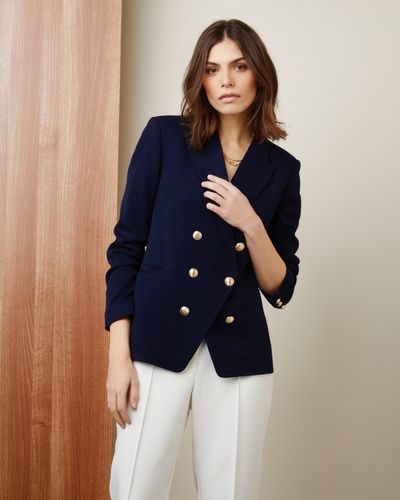 Gallery Double Breasted Blazer With Gold Buttons