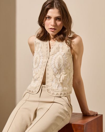 Gallery Embroidered Ivory Waistcoat