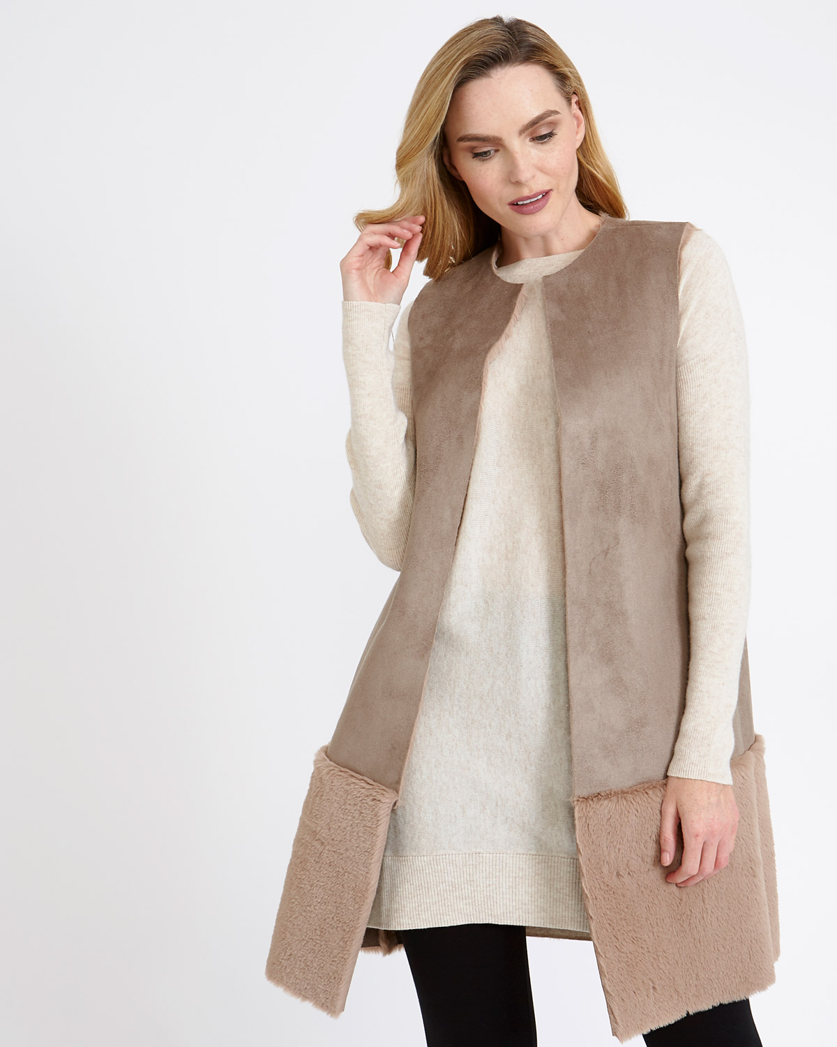 Dunnes Stores | Stone Gallery Faux Shearling Gilet