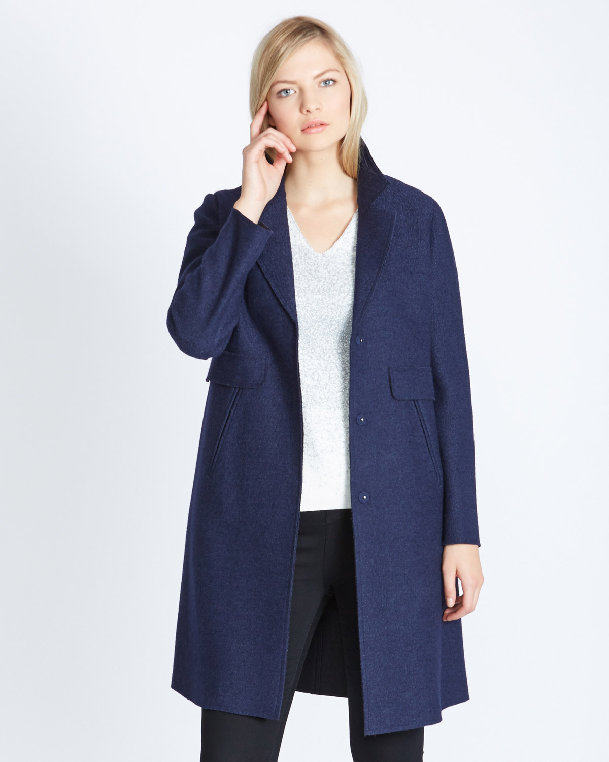 Dunnes Stores | Navy Gallery Boiled Wool Coat