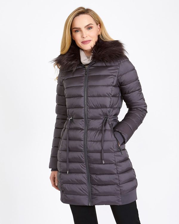 Gallery Faux Fur Collar Padded Coat