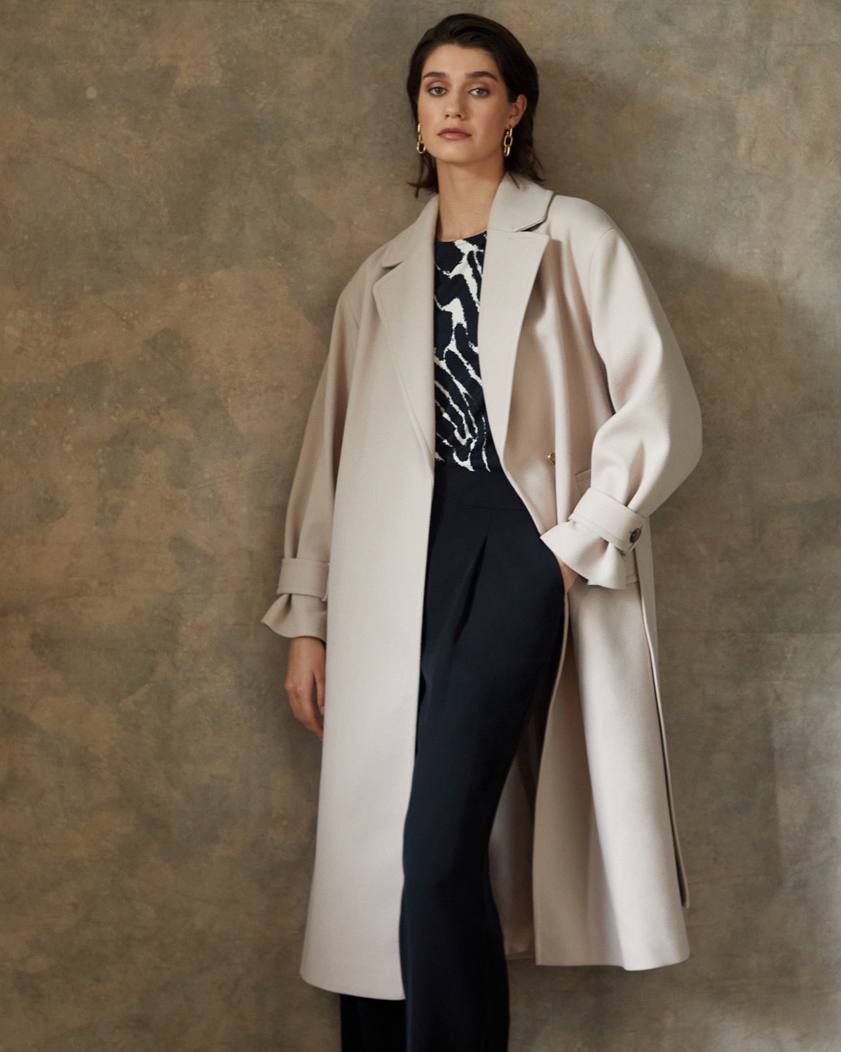 Dunnes Stores | Oyster Gallery Belted Longline Wrap Coat