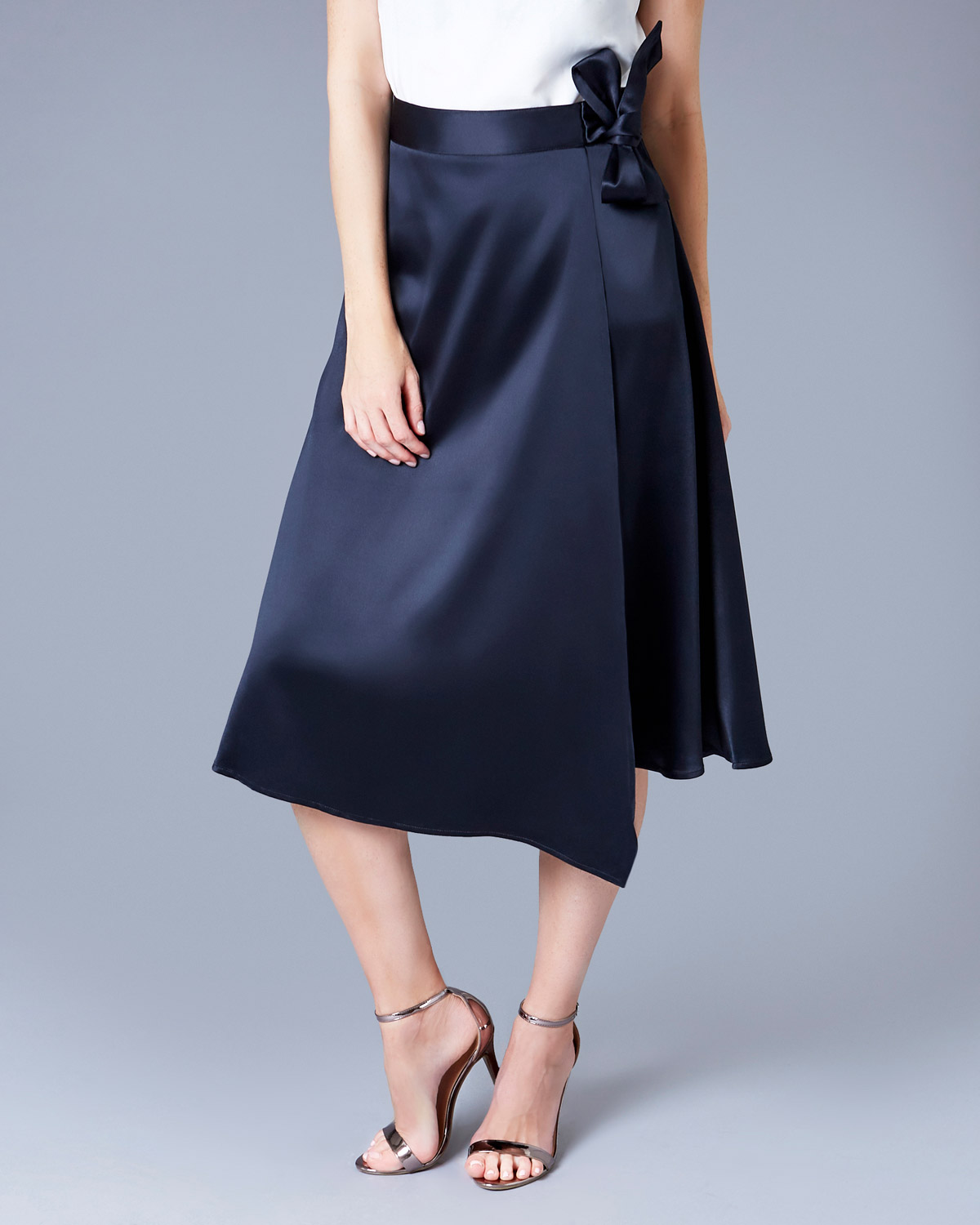Dunnes Stores | Navy Gallery Satin Wrap Skirt