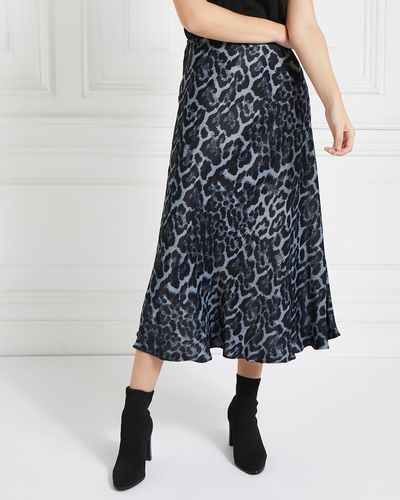 Gallery Leopard Satin Slip Skirt