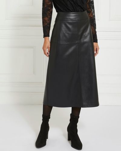 Gallery Faux Leather A-Line Midi Skirt
