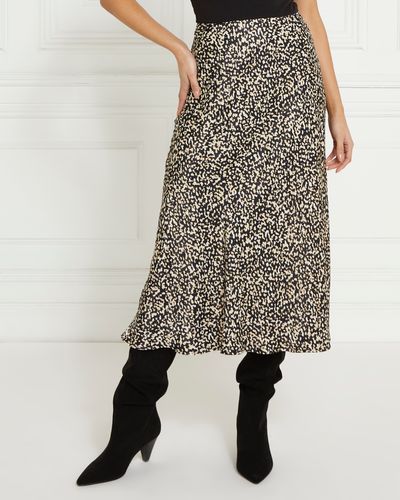 Gallery Printed Satin Midi Skirt
