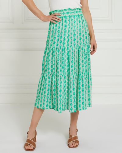 Gallery Shirred Tiered Print Skirt