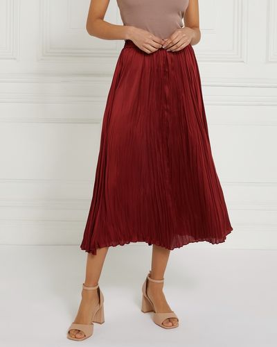 Gallery Pleated Satin Midi Skirt
