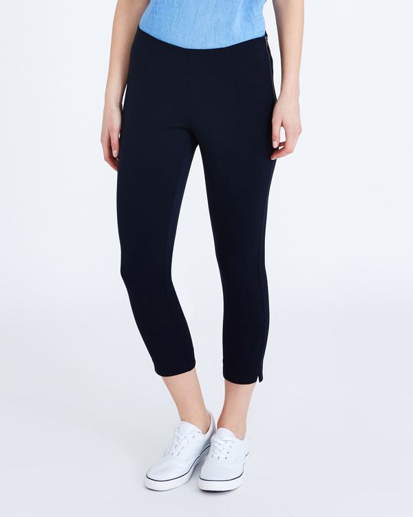Dunnes Stores  Navy Gallery Side Zip Cropped Trousers