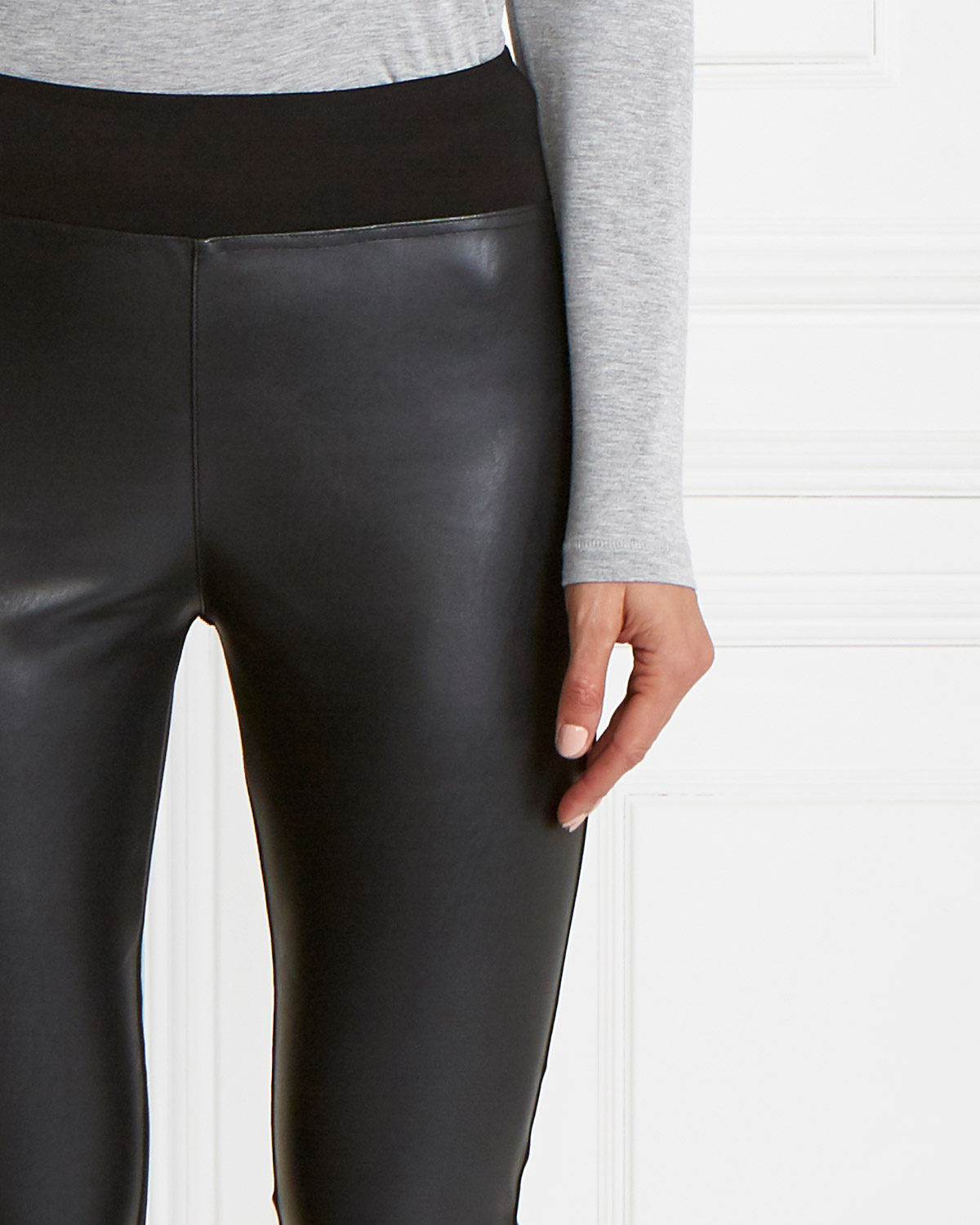 Dunnes Stores  Black Faux Leather High Waisted Treggings