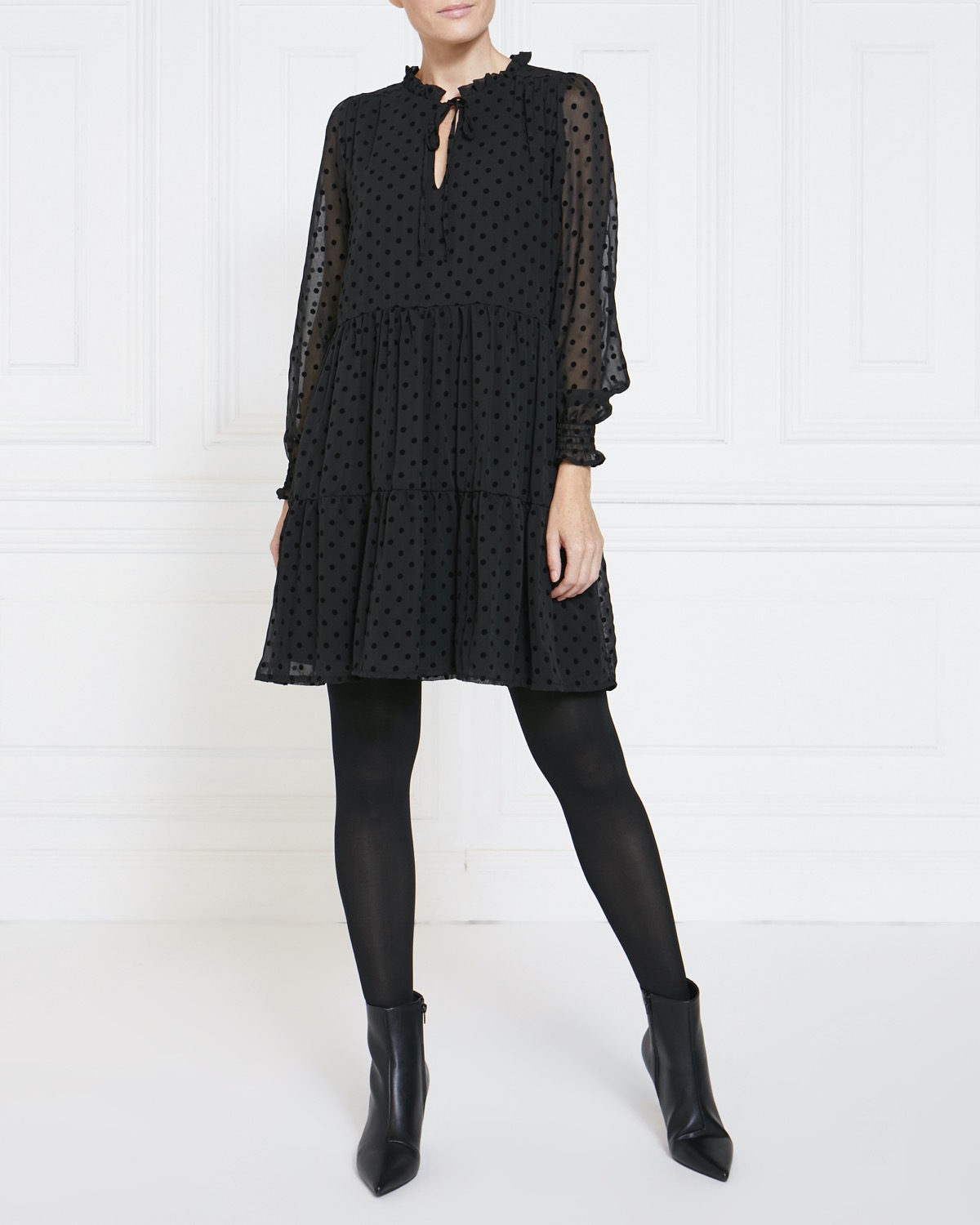 Dunnes Stores | Black Gallery Spot Flock Tunic