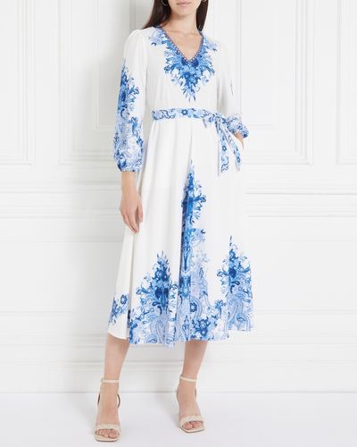 Gallery Aurora Print Dress With Lace thumbnail
