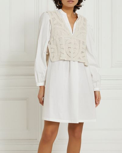 Gallery Crochet White Shirt Dress