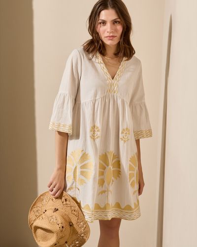Gallery Foil Embroidered Hem Tunic Dress