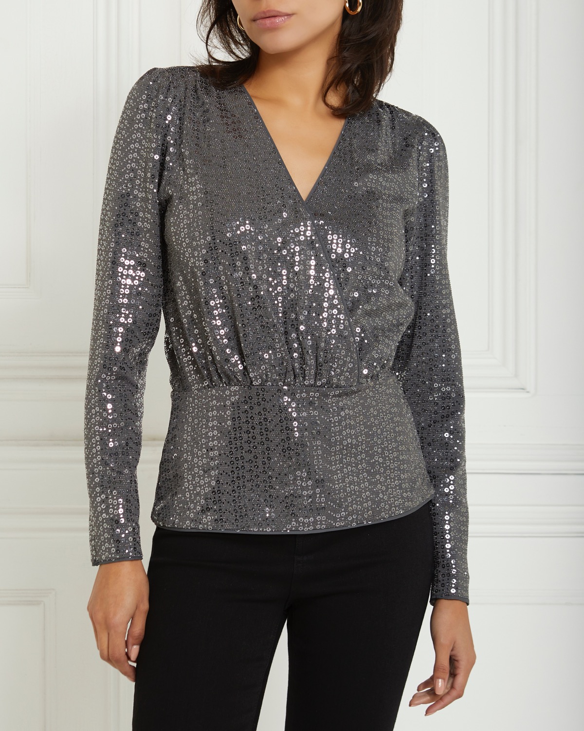 Dunnes Stores | Silver Gallery Sequin Wrap Top