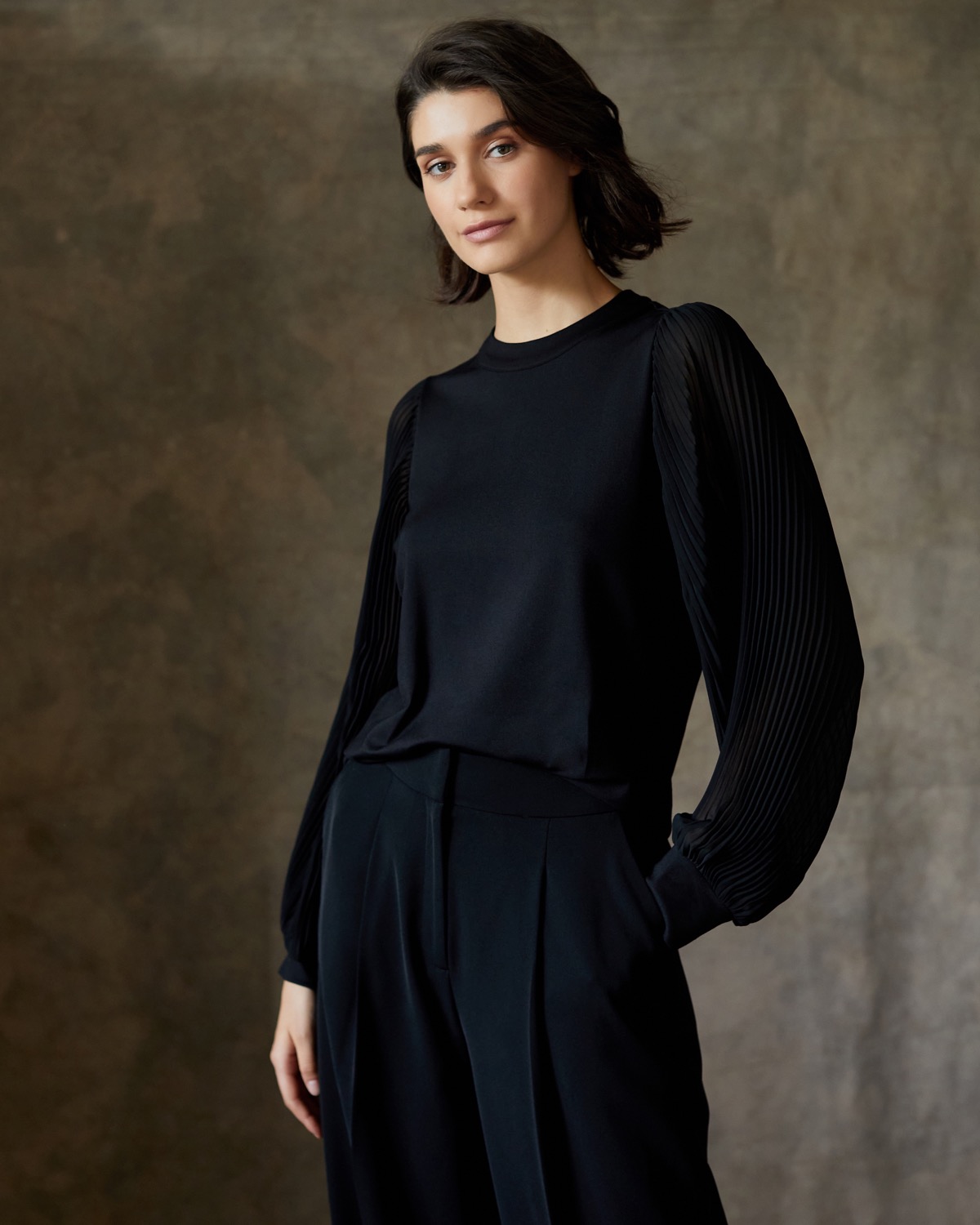 Dunnes Stores | Black Gallery Long-Sleeved Pleated Top