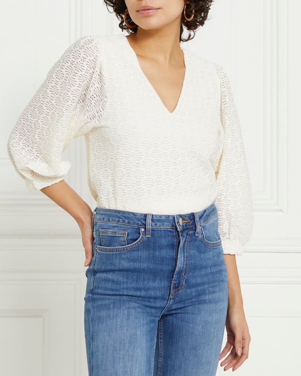 Gallery Texture Puff Sleeve Top