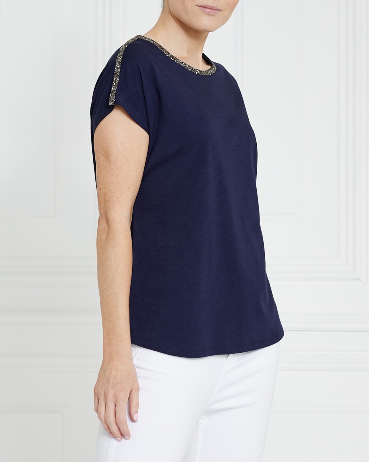 Gallery Embellished Cotton Modal T-Shirt