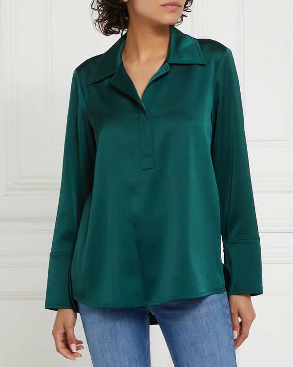Dunnes Stores | Green Gallery Verte Satin Collar Top