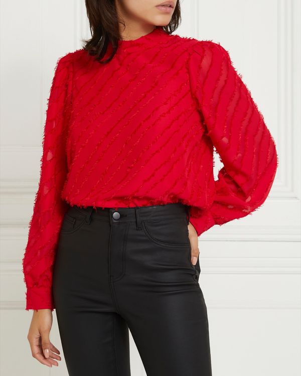 Dunnes Stores | Red Gallery Textured Long-Sleeved Blouse